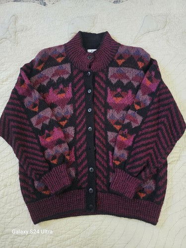 Vintage Cardigan Sweater Apaca Wool Womens Button Up Women Size Large Vtg Hallet - Picture 8 of 8