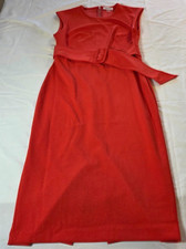 Calvin Klein Women's Red Sleeveless Knee Length Dress Belted Size 6 NWOT