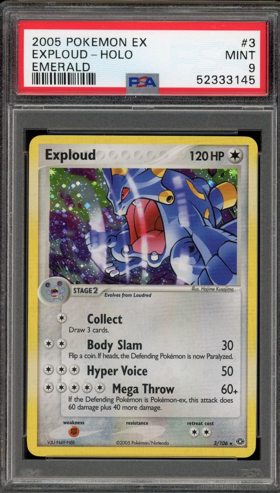 Pokemon Exploud Holo EX Emerald 3/106 PSA 9 Mint