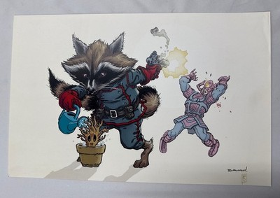 Chris Burnham Guardians Of The Galaxy Rocket Raccoon Groot Galactus Signed Print