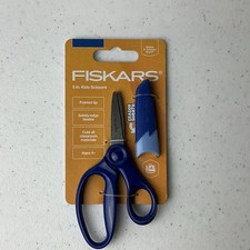 Fiskars Rounded-tip Kids Scissors 5 in. with Sheath Eraser Blue Safety Blades