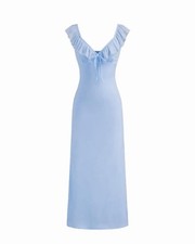 Cider Dress Womens Large Blue Sweetheart Ruffle Maxi Sundress NEW NWT Stretch