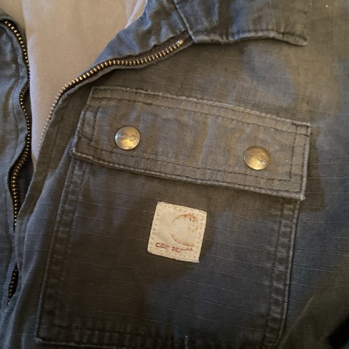 Carhartt Giacca Uomo Regular Medium Worn Sbiadita Classica RN 14806 Strappato - Foto 3 di 12