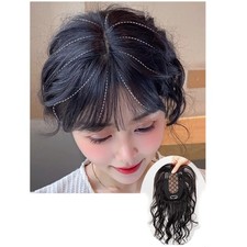 Middle Part Wavy Hairpiece Clip In Real Human HairTopper With Bangs For Women