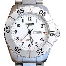Beuchat Abyss Divers White Arabic Dial Rotating Bezel 200M Womens Watch