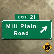 Connecticut Interstate 95 exit 21 Mill Plain Road highway sign Fairfield 24x12