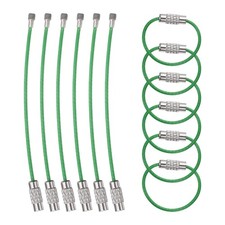 12pcs Keychain Loop 3.15 Inch Stainless Steel Wire Keychain Cable Green