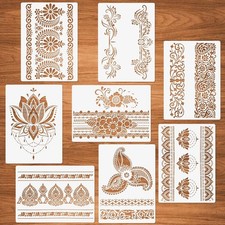 Flower Border Mandala Stencils, 8 Pcs for Painting on Wood Canvas Paper, DIY...