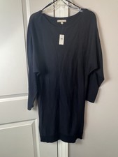 Banana Republic Women Navy Sweater Dress Side Zip Hem Detail Medium. Long Sleeve