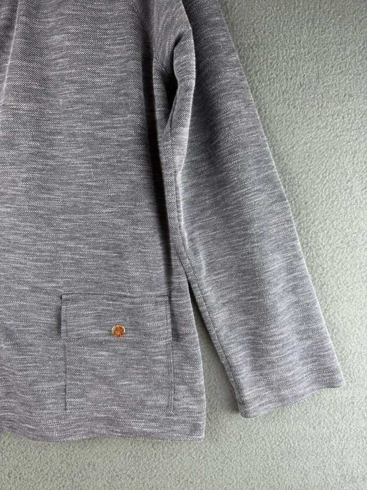 Weekends By Chicos Blue Zip Front Jacket Size 2 Large Hooded Pockets - Image 2 of 4