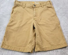 Carhartt Rugged Flex Work Shorts Mens 32 Tan Relaxed Fit 9" Canvas Stretch