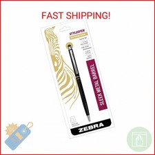 Zebra Pen, StylusPen, 0.7mm Fine Point Black Ink Ballpoint with 5.0mm Stylus, Tw