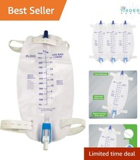 Easy-Tap Leg Bag Urinary Drainage 1000ml Anti-Reflux Valve Cloth Straps Pack ...