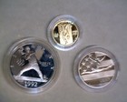 1992 ,  COMMEMORATIVE  3  PEICE 1992 OLYMPIC  SET PROOF  IN BOX — photo 1