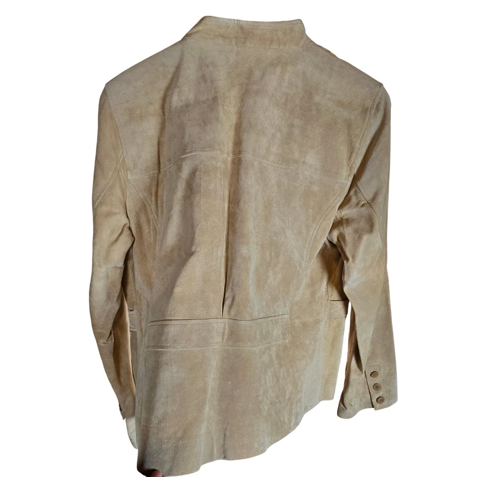 Nueva Chaqueta Blazer Frontier de Cuero para Mujer XL Gamuza Tostada Carrera Negocios Foto 3 de 4