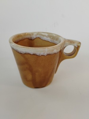 Vintage Hull Oven Proof USA Butterscotch Drip Glaze O Handle Coffee Mug