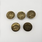 Set of 5 -1943 P  Philadelphia  Jefferson Nickel 35% Silver War Nickel — photo 3