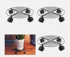 6 Pcs Plant Pot Stand  Round Wheels Mover Trolley Plate Metal Stand Caddy Holder