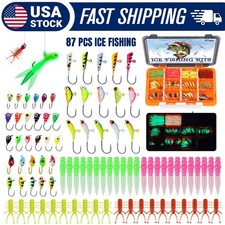 Ice Fishing Jigs Kit - Glow in Dark Jig Heads Soft Bait Lures Winter Fishing Kit