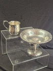 Vintage Reed & Barton Sterling Silver Compote Pedestal Bowl & Creamer Set Floral