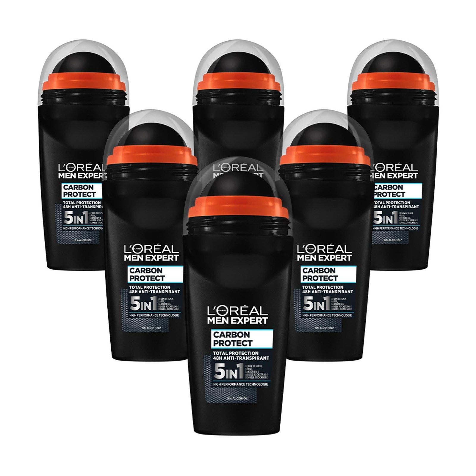 L 'Oréal Paris Men Expert Deodorant 50 ml (Pack of 6), Carbon Protect 4 in 1