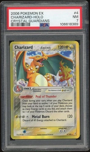 Pokemon EX Crystal Guardians Holo Foil Charizard 4/100 PSA 7