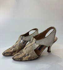 80s Maud Frizon Paris Python Snakeskin Asymmetric Slingback Cone Heel 36 us 6