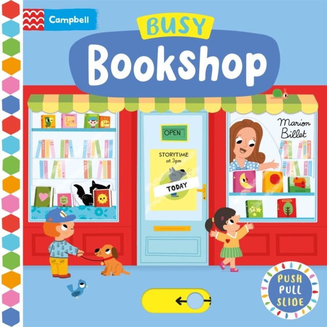 Busy Bookshop: A Push, Pull, Slide Book by Marion Billet NEW - Image 4