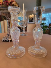 Vintage 11.5" Tall Pair of WATERFORD ALANA Crystal Candlesticks / Lamp Bases