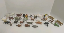 VTG Safari Ltd Lot Of 28 Solid Plastic Wild Animals Wolf Buffalo Fawn Tucan 90's