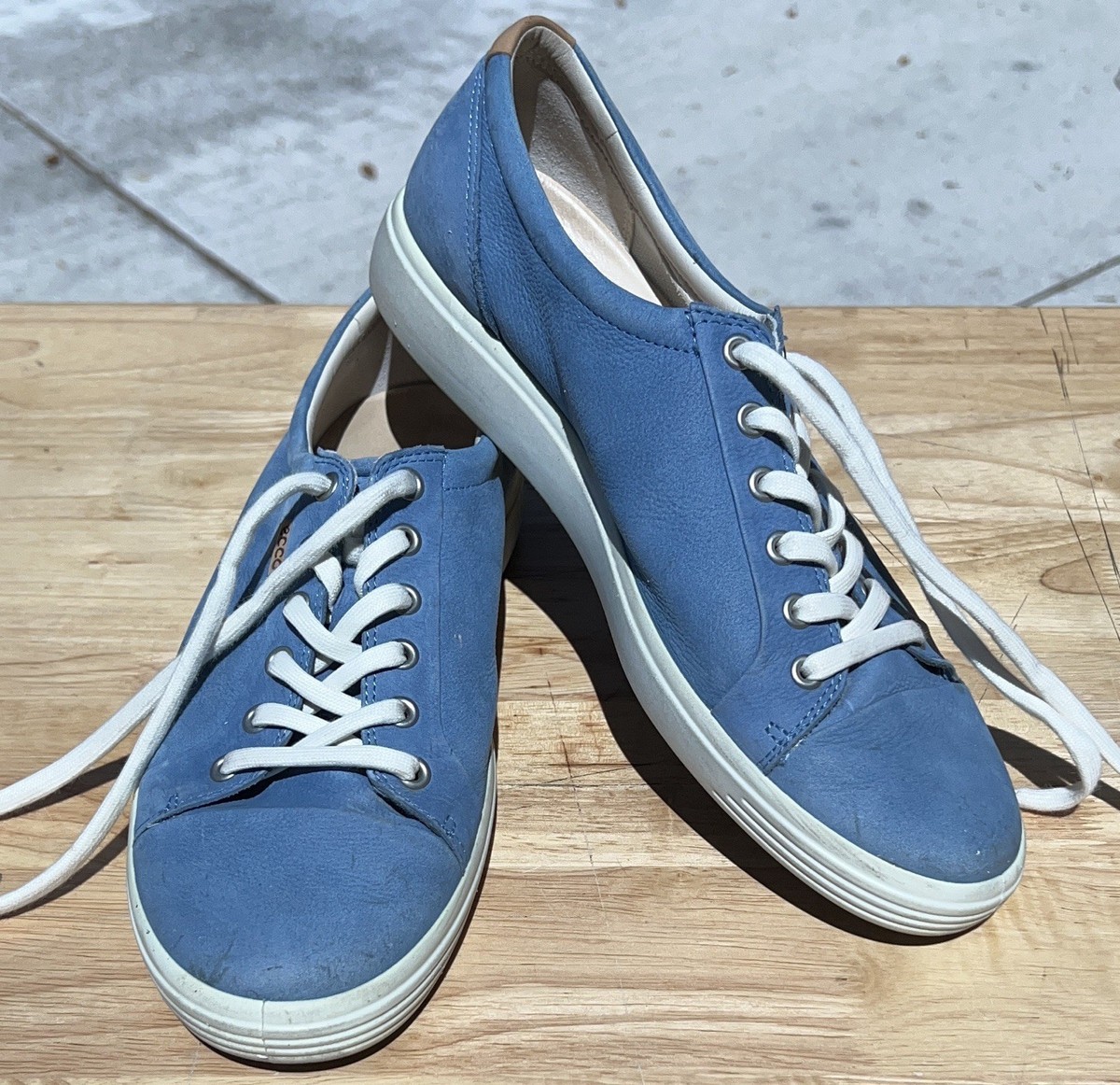 ECCO Soft 7 Leather Sneakers Shoes Size EU 43 US 9 Lace Up Blue Women main image 4