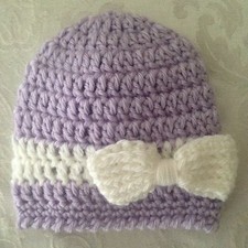 Hand Crocheted NEWBORN Baby Infant BEANIE CAP HAT Girls MADE IN THE USA