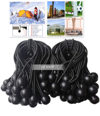 6'' Inch Black Ball Bungee Bungie Cord Canopy Tarp Tie Downs Straps