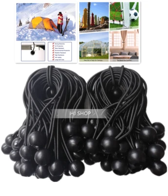 6" Inch Black Ball Bungee Bungie Cord Canopy Tarp Tie Downs Straps