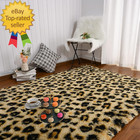 Fluffy Leopard Rug, Premium Cheetah Print Rugs, Soft Comfy Faux Fur Animal Carpe