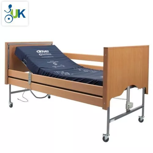 Profiling Electric Nursing Care Home Hospital Bed With Mattress Side Rail Kit - Picture 1 of 5