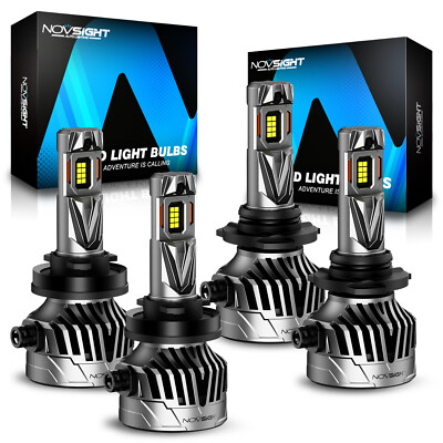 4PCS NOVSIGHT LED Headlight Bulbs Kit High + Low Beam 6500K Super Bright White