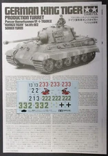 Tamiya 1/35th Scale German King Tiger - Decals from Kit No. 35164