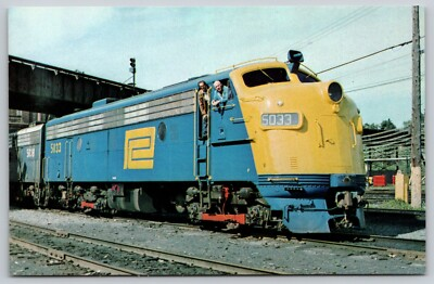 #ad Penn Central 5033 a Diesel Electric FL9 Train Engine at Harmon NY Postcard $5.41