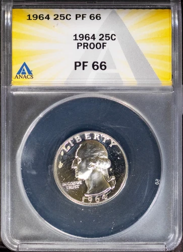 1964 Silver 25c Washington Head Quarter PF 66 ANACS # 7726052 + Bonus