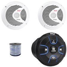 Pyle PLMRBT18 Bluetooth Marine Controller, 2x 6.5" 150W Max Full Range Speakers