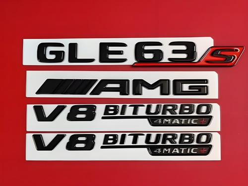 GLE63s AMG V8 BITURBO 4MATIC+ Trunk Fender Badges Emblems For Benz GLE63S - Picture 2 of 5