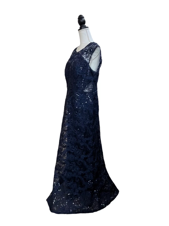 Vestido para mujer SLNY azul marino forrado con lentejuelas de encaje 12 Foto 2 de 4