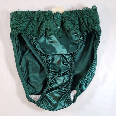 Victoria's Secret Second Skin Satin Miracle Lace Brief Medium Green NWT VTG