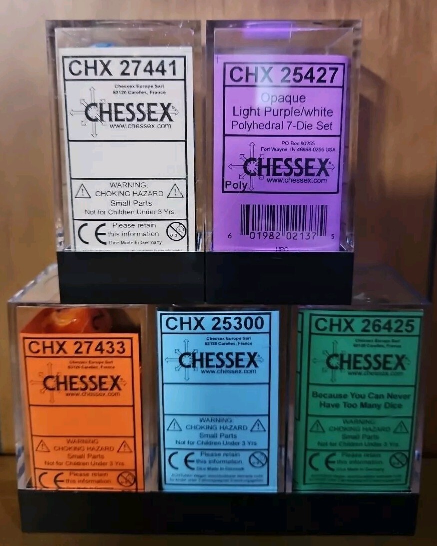 5 Piece Lot of Chessex Dice New 27441 25300 26425 27433 25427 Free Shipping USA