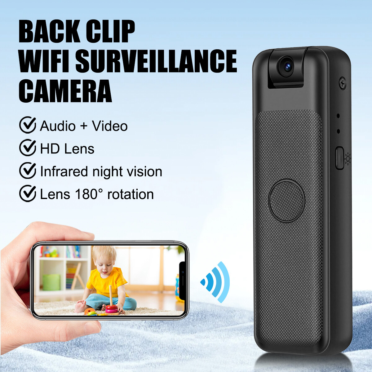 1080P HD Clip Wifi Camera Video Audio Body Recorder IR Night Vision 180 ...
