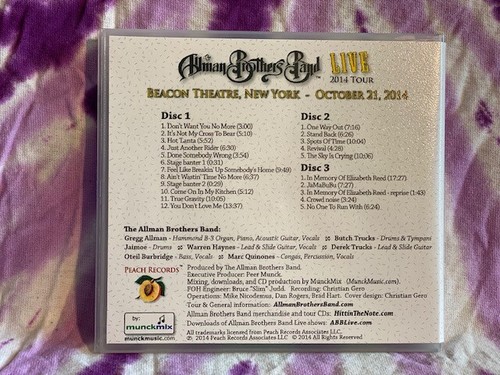 Allman Brothers Band Live 10-21-14 Beacon Theater New York 3 CD - Picture 2 of 4