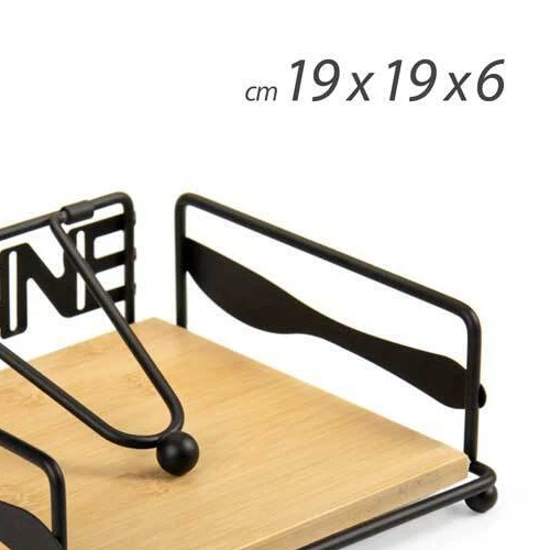 PORTATOVAGLIOLI DA TAVOLA METALLO NERO RISTORANTE PUB CASA MODERNO CUISINE 18*18 - Immagine 2 di 4