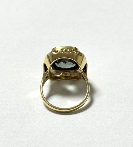 alter Goldring mit grünfarbigen Spinell Gold 585 /14 Karat Größe 58 - Bild 12 von 17