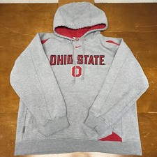 Vintage Ohio State Buckeyes Hoodie Mens Medium Gray Pullover Nike